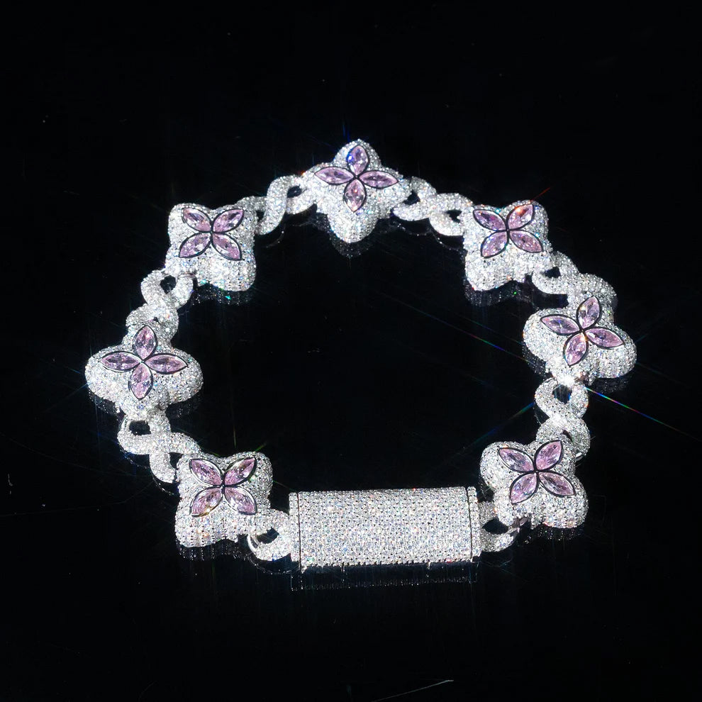 Flower Link Bracelet - Purple