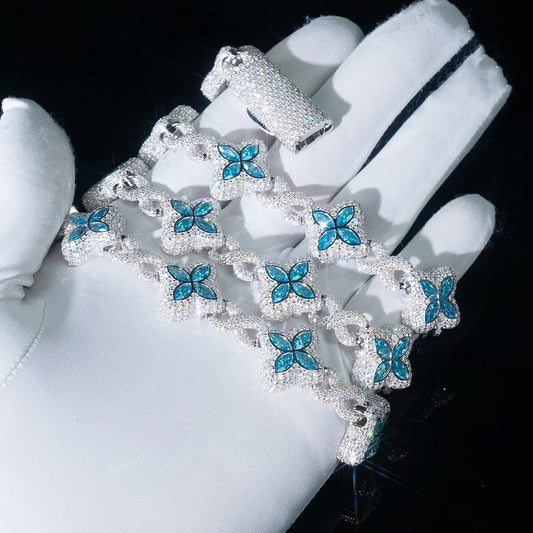 Flower Link Bracelet - Blue
