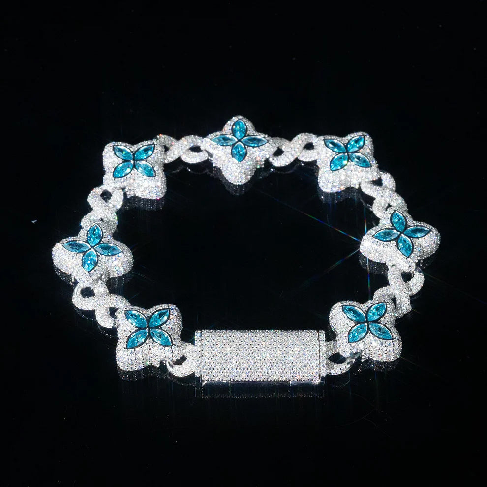 Flower Link Bracelet - Blue