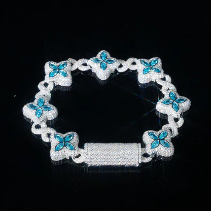 Flower Link Bracelet - Blue