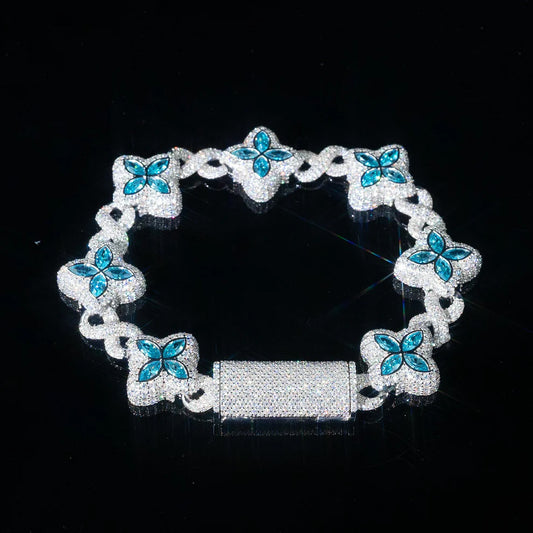 Flower Link Bracelet - Blue