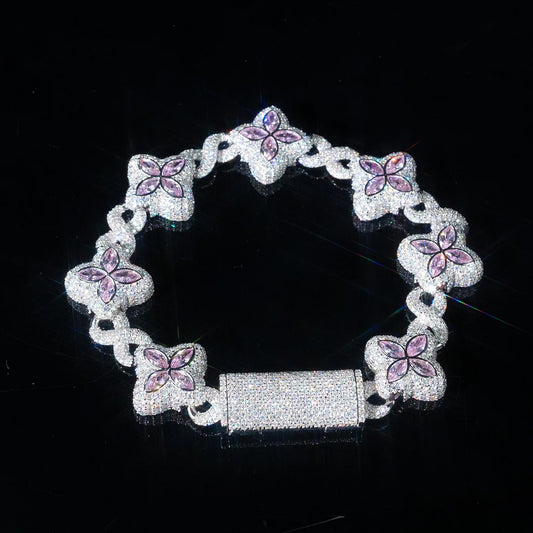 Flower Link Bracelet - Purple