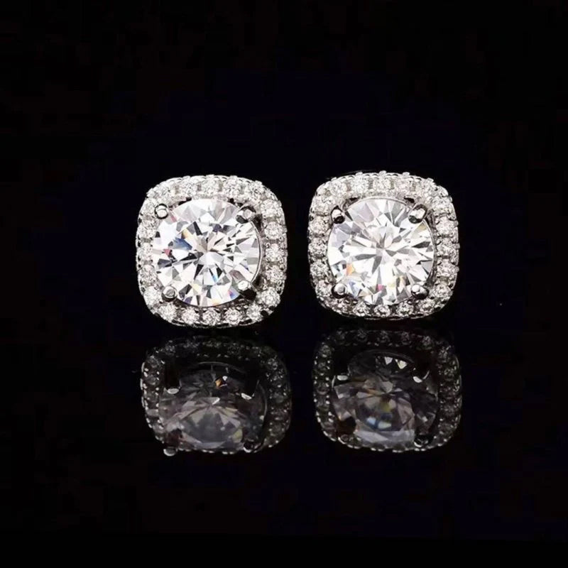 Moissanite Stud Earrings (Halo)