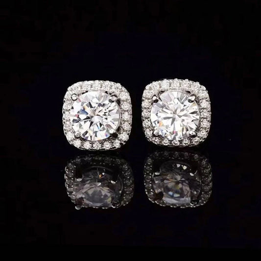 Moissanite Stud Earrings (Halo)