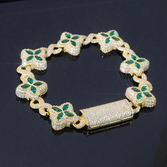 Flower Link Bracelet - Green