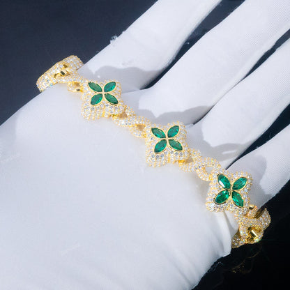 Flower Link Bracelet - Green
